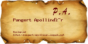Pangert Apollinár névjegykártya